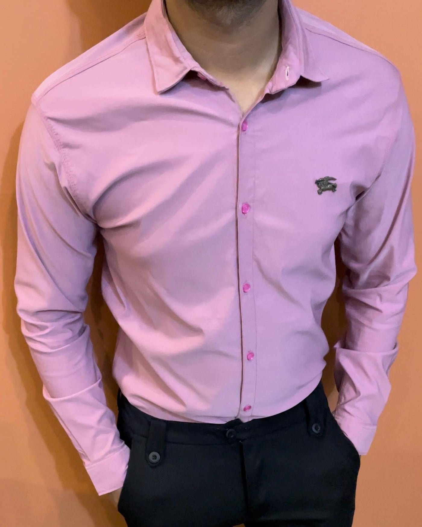 Slim fit stretchable shirt (PINK)