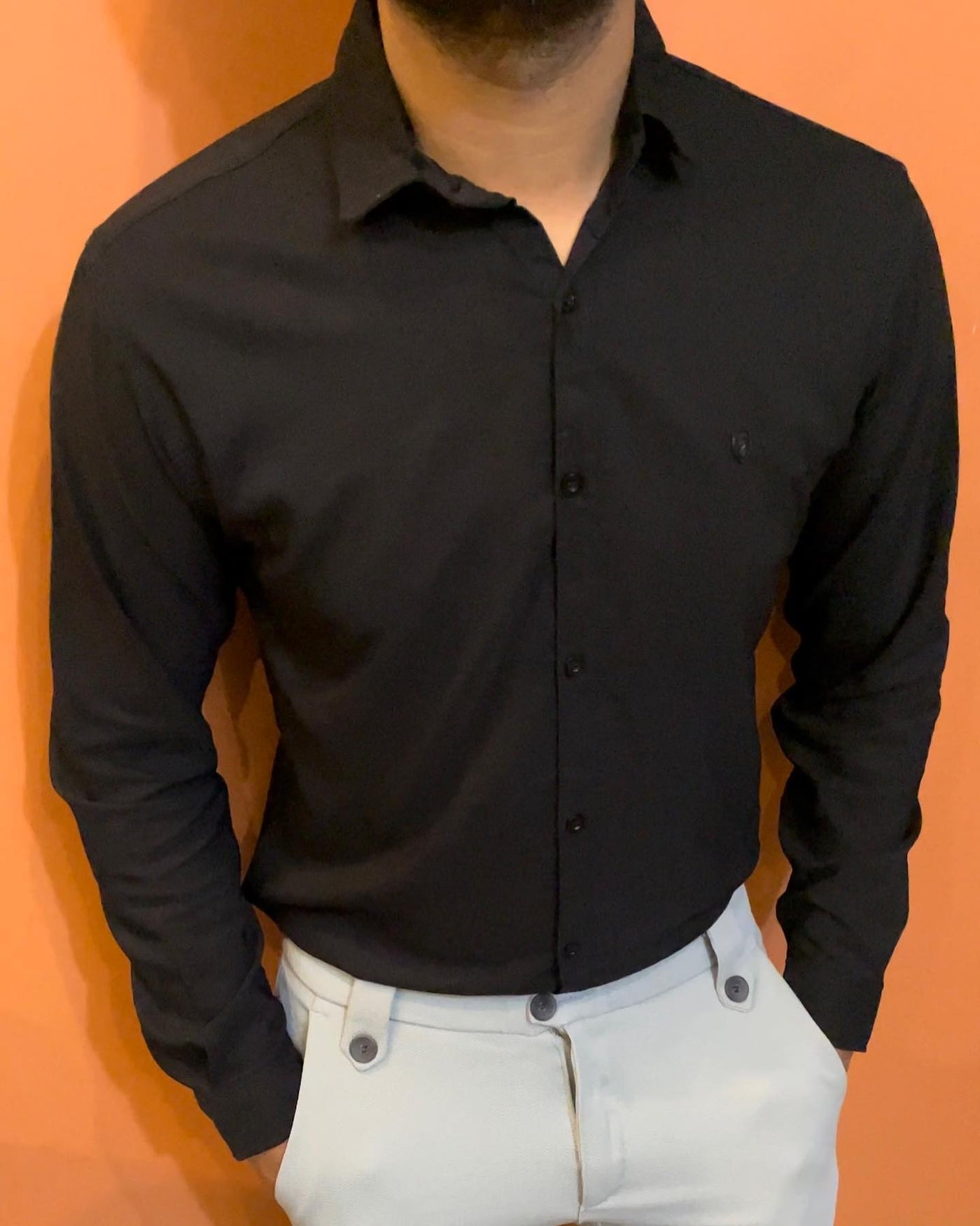 Slim fit stretchable shirt (BLACK)